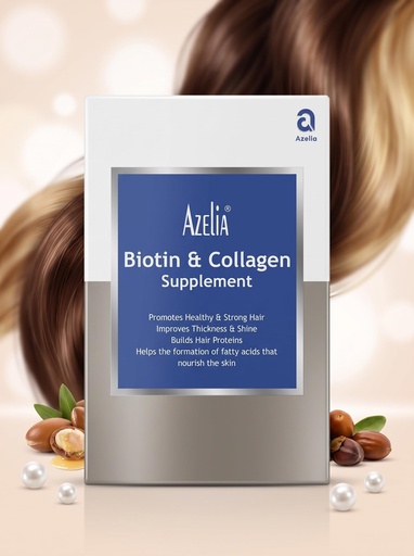 [BRSRYEALORYQGH3P] Aze lia Biotin & Collagen Supplement, Hair Growth Formula with Vitamin C, Omega 3, Zinc for Strong Hair, Thickness & Shine By Glorida, 30 Tablet