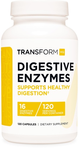 [BRSROAQLOEGRG33F] TransformHQ Digestive Enzymes Supplement (120 Capsules) - 16 Enzymes, Support Healthy Digestion