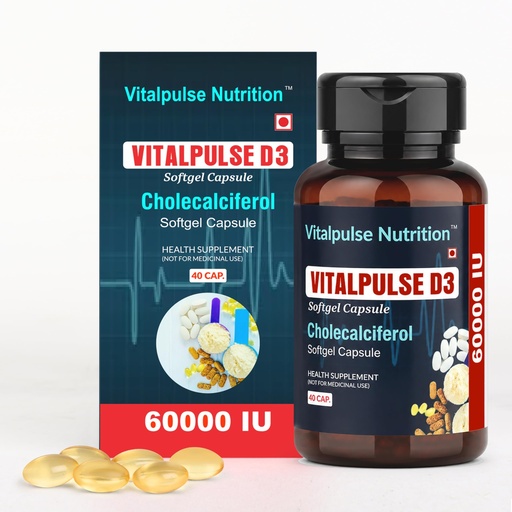 [BRSRABIRCQMREETU] Non-Veg Vitamin D3 60000 IU Cholecalciferol Softgel Capsules | High Potency | Gluten & Soy Free | High Bioavailability | Bone & Immune Health | 40 Softgels (Pack of 1)