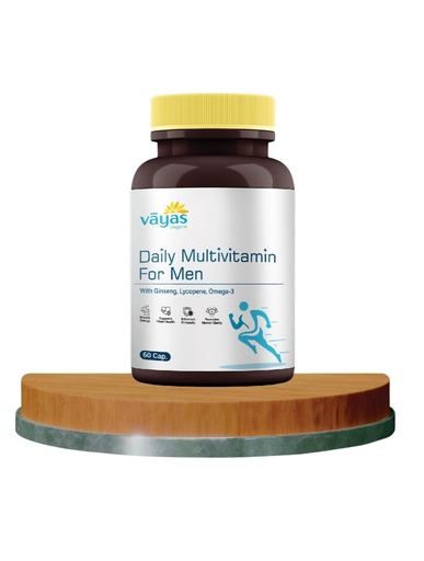 [BRSREGAPDIBBOA3K] Vayas Daily Multivitamin – For Men - With 35+ Vitamins, Minerals, Antioxidants, Ginseng, Lycopene & Omega-3 – 60 Tabs – Supports Energy, Immunity, Heart & Brain Health