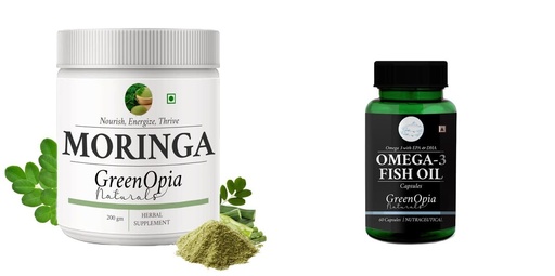 [BRSRYGA6AUPQEDI4] Moringa-oleifera-powder, Fish-oil-capsules Combo | Convenient Nutrition & Wellness Routine | Multi-Product Pack