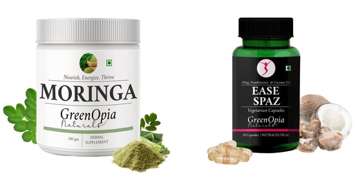 [BRSRYGA7DMMBA2Y3] Moringa-oleifera-powder, Ease-spaz-vegetarian-capsules Combo | Convenient Nutrition & Wellness Routine | Multi-Product Pack