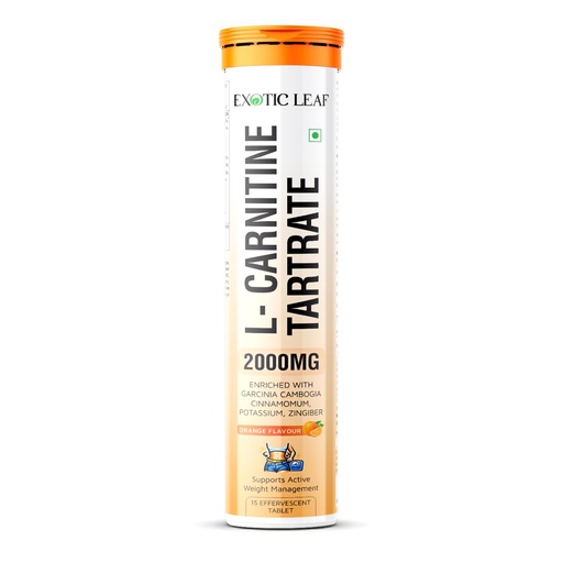 [BRSRYFAHC4BGMCTH] L-Carnitine Tartrate 2000mg Effervescent Tablets Orange Flavour | Weight Management Support | Energy & Fat Metabolism Formula | Garcinia Cambogia & Potassium | 15 Tablets