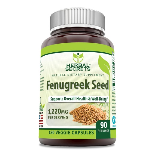 [BRSRO2QCCMMAK2T2] Herbal Secrets Fenugreek Seed 1,220 Mg Supplement | 180 Veggie Capsules | Non-GMO | Gluten Free | Made in USA