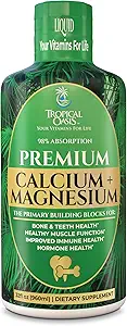 [BRSRAGABBNYBU2D4] Tropical Oasis Liquid Calcium Magnesium | Promotes Strong Bones & Healthy Teeth | 98% Max Absorption | 32 Fl Oz, 64 Serv