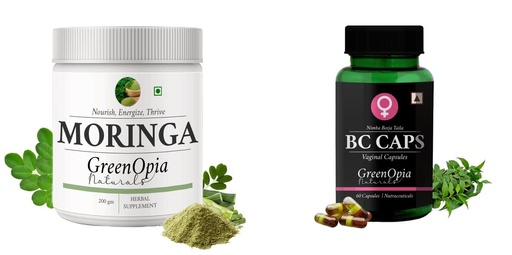 [BRSRYGA6OAFA4FLD] Moringa-oleifera-powder, Bc-caps-vaginal-capsules Combo | Convenient Nutrition & Wellness Routine | Multi-Product Pack