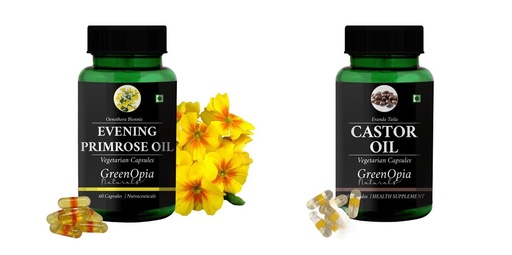 [BRSRYGA7DMNBMFLK] Evening-primrose-oil-vegetarian-capsules, Castor-oil-vegetarian-capsules Combo | Convenient Nutrition & Wellness Routine | Multi-Product Pack