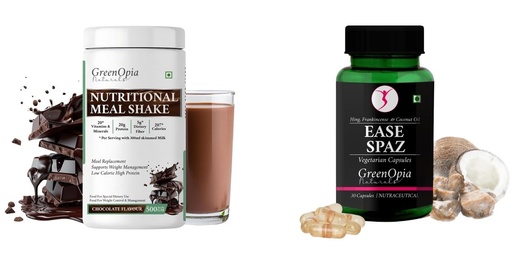 [BRSRYGA7DMJQ23I2] Nutritional-meal-shake-chocolate, Ease-spaz-vegetarian-capsules Combo | Convenient Nutrition & Wellness Routine | Multi-Product Pack