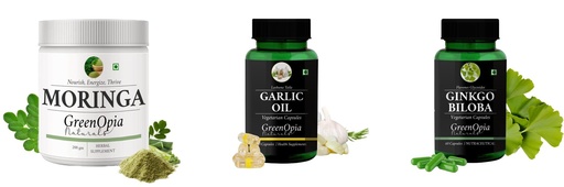 [BRSRYGA6PMPWADQ4] Moringa-oleifera-powder, Garlic-oil-vegetarian-capsules, Ginkgo-biloba-vegetarian-capsules Combo | Convenient Nutrition & Wellness Routine | Multi-Product Pack