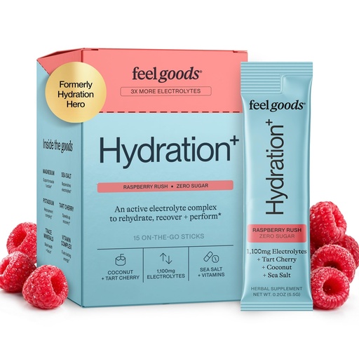 [BRSRAATYBMCQYC3F] Feel Goods Hydration Hero, Sugar-Free Electrolyte Powder Packets for Daily Hydration - Electrolytes Drink Mix with Magnesium, Potassium & Vitamins for Fasting & Energy - Keto, Vegan & Organic Flavors