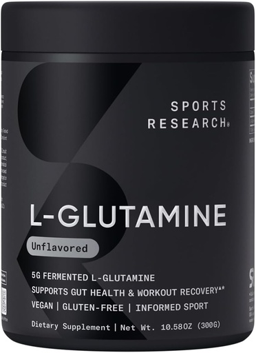 [BRSROEIDDEIGAGQ7] Sports Research® L-Glutamine - Workout Recovery, Immune Health & Gut Health Support - 5 G Per Serving - 10.58 Oz