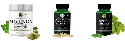 [BRSRYGA6A4OR6232] Moringa-oleifera-powder, Glucosamine-msm-tablets, Ginkgo-biloba-vegetarian-capsules Combo | Convenient Nutrition & Wellness Routine | Multi-Product Pack