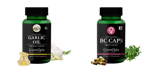 [BRSRYGA6OUPBGYDJ] Garlic-oil-vegetarian-capsules, Bc-caps-vaginal-capsules Combo | Convenient Nutrition & Wellness Routine | Multi-Product Pack