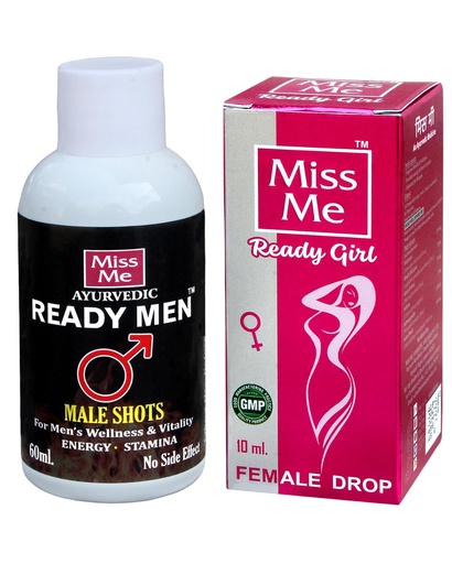 [BRSRECT2OV7WOHLK] MISS ME AYURVEDIC READYGIRL DROP FOR FEMALE 10 ML COLOUR AND FLAVOUR LESS | READYMEN AYRVEDIC SHOT FOR MALE PAAN FLAVOUR 60 ML COMBO