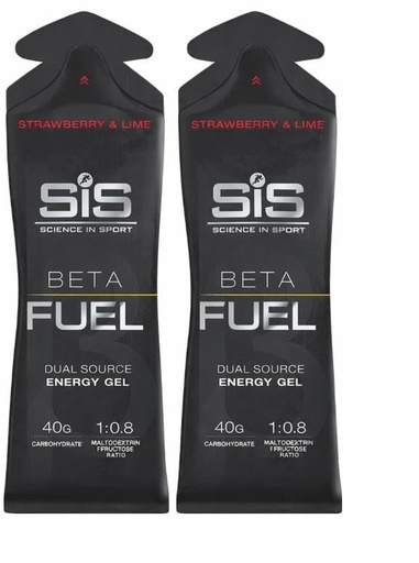 [BRSRGGTYOIPBU3A6] Science in Sport Beta Fuel Gels Dual Source Energy Gel, Strawberry and Lime Flavour, 40 g of Carbs Per Pack, 60 ml Pack (2 Pack)
