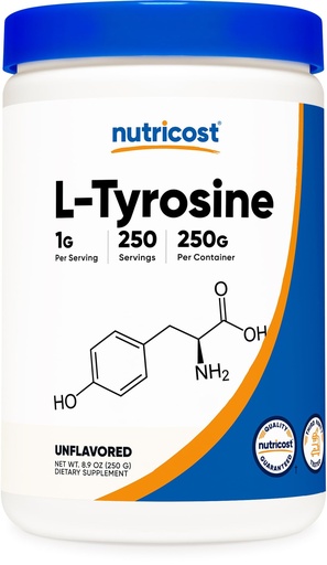 [BRSWG2Q5BZ6RGYAU] Nutricost L-Tyrosine Powder 250 Grams - Pure L-Tyrosine Powder 1000mg Per Serving