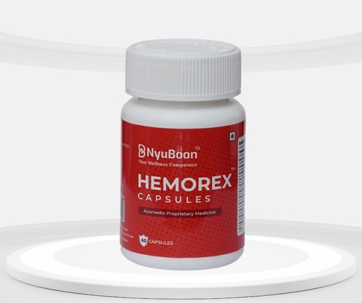 [BRSRACQPCQBAOALD] Hemorex Capsules - Ayurvedic Supplement for Blood Circulation, Cardiovascular Health & Energy Boost | Reduces Fatigue | Supports Healthy Oxygen Flow | 60 Capsules