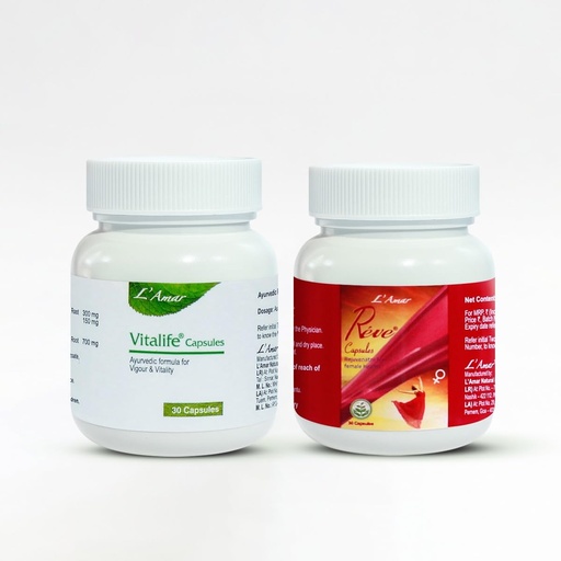 [BRSRYGQ3CQFR62DO] L'Amar Women's Wellness Combo REVE + Vitalife Ayurvedic Capsules