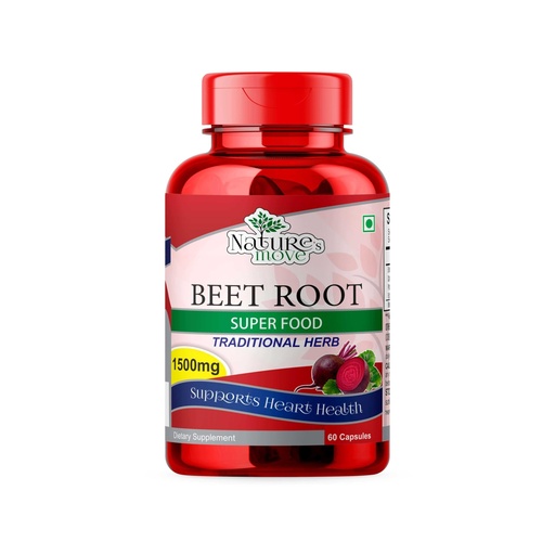 [BRSRAAQBCB6WMALO] Natures Move Beet Root 1500mg - 60 Capsules | Nitric Oxide Booster for Blood Pressure Support, Exercise Endurance & Stamina