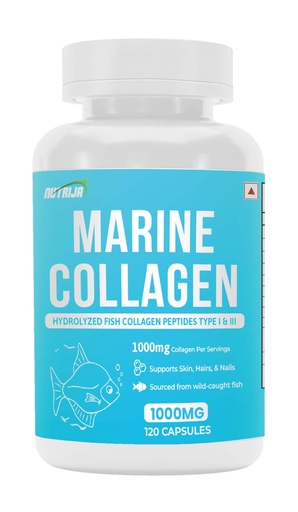 [BRSRACD3OQCQAD3H] NutriJa Marine Collagen Supplement– Hydrolyzed Fish Collagen - Highly Bioavailable - 120 Capsules | Clinically Proven Ingredient with 95% Protein, Supports Healthy Skin, Hair, Nails, Bone & Joint