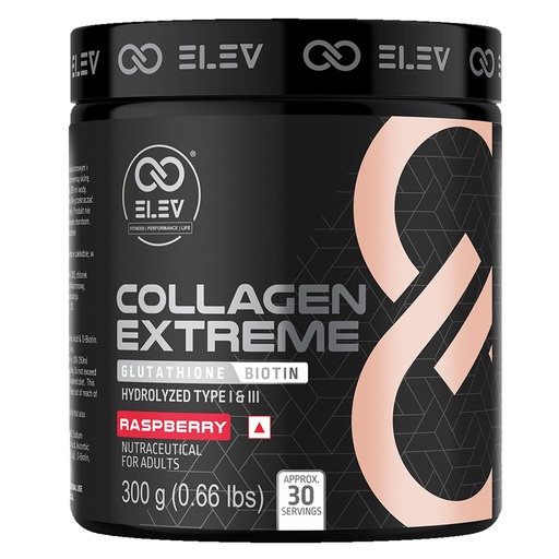 [BRSRYGA6CEOR6HYY] Elev Collagen Extreme 300g | Marine Collagen Peptides with Glutathione, Hyaluronic Acid & D-Biotin | Raspberry | 30 Servings