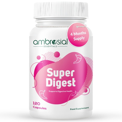 [BRSRAYYYC4NQYGYZ] Ambrosial Super Digest with Betaine hcl Pepsin, Ox-Bile, Pancreatin & L-Glutamic Acid | Digestive Enzyme Supplements to Support Optimal Digestion & Gut Health (Pack of 1-120 Capsules)