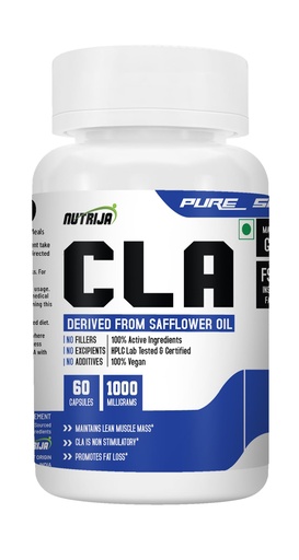 [BRSWYAQPAAFRYAAV] Nutrija CLA 1000mg (Conjugated Linoleic Acid) | 60 Capsules | Derived from Safflower Oil | Supports Lean Muscle Mass