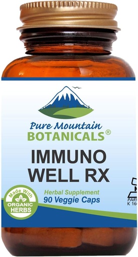 [BRSWIAIFCZ4WICTE] Pure Mountain Botanicals Immuno Well RX - Kosher Caps with Organic Astragalus Echinacea Garlic Maitake Shiitake Mushroom Honeysuckle & Beta Glucan