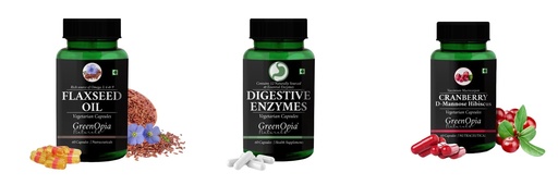 [BRSRYGA6O57RQDLP] Flax-seed-oil-vegetarian-capsules, Digestive-enzymes-60-vegetarian-capsules, Cranberry-d-mannose-hibiscus-capsules Combo | Convenient Nutrition & Wellness Routine | Multi-Pr
