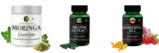 [BRSRYGA6O57RQFYZ] Moringa-oleifera-powder, Brahmi-vegetarian-capsules, Berberine-hcl-vegetarian-capsules Combo | Convenient Nutrition & Wellness Routine | Multi-Product Pack