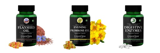 [BRSRYGA6O55AIDLB] Flax-seed-oil-vegetarian-capsules, Evening-primrose-oil-vegetarian-capsules, Digestive-enzymes-60-vegetarian-capsules Combo | Convenient Nutrition & Wellness Routine | Multi