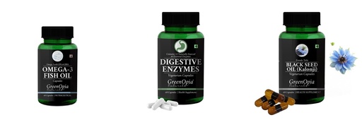 [BRSRYGA6OF4AODTD] Fish-oil-capsules, Digestive-enzymes-60-vegetarian-capsules, Black-seed-oil-capsules Combo | Convenient Nutrition & Wellness Routine | Multi-Product Pack