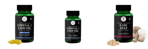 [BRSRYGA6OIFWECAU] Fish-oil-double-strength, Fish-oil-capsules, Ease-spaz-vegetarian-capsules Combo | Convenient Nutrition & Wellness Routine | Multi-Product Pack