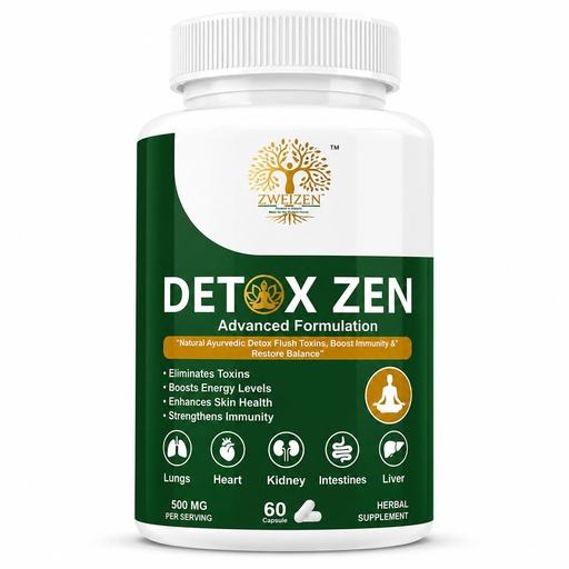 [BRSREBA2DEJRYAY7] DetoxZen Detox Capsules | Milk Thistle, Amla, Guduchi, Dandelion & Manjistha | Ayurvedic Herbal Detox Supplement | Liver & Digestion Support | 60 Veg Capsules