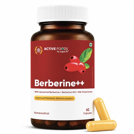 [BRSRGCABBANGKD34] Sugar.fit Berberine Supplements 1000mg | Liposomal Berberine HCl with Milk Thistle, Cinnamon & Chromium | For Metabolism, Healthy Blood Sugar & Liver Wellness Support | 60 Veg Capsules
