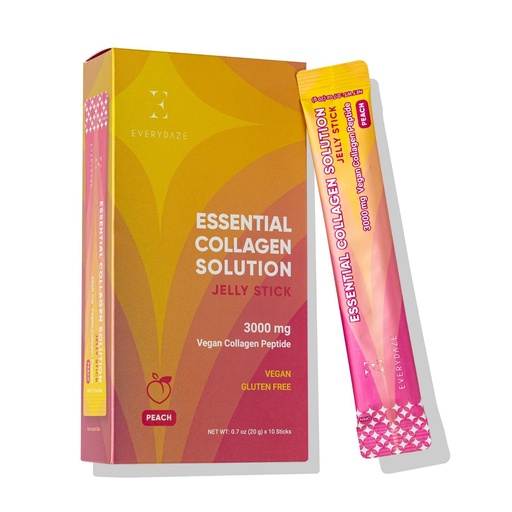 [BRSRMAYHA4MB6HY7] EVERYDAZE Essential Collagen Solution Jelly Stick | Plant-Based | Peach | 10 Packs | Vitamins, Minerals, Antioxidants for Men & Women