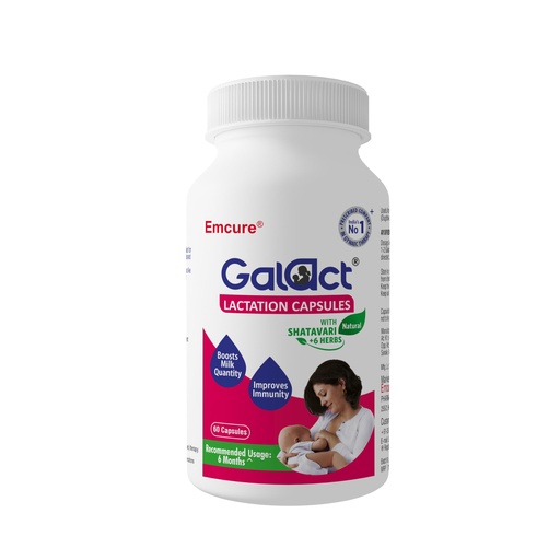 [BRSRAAITAAIRSADU] Galact Lactation Capsules – Breast Milk Booster & Lactation Supplement for Breastfeeding | Infused with Shatavari & 6 Natural Herbs | Increases Breast Milk Quantity | Pack of 60 Capsules