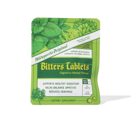 [BRSWGBICO4CWCFL4] Hildegard's Original Digestive Bitters Tablets (40ct) — Bitter Herbs for Digestion with Gentian Root, Ginger & Artichoke | Gut Health Support | Organic Herbal Bitters Supplement
