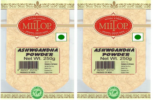 [BRSRYZAOAQDQKC3V] Miltop Ashwagandha Churna 250gm | Export Quality (Pack of 2)