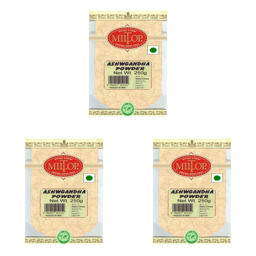 [BRSRYZAOBN6GEDQ2] Miltop Ashwagandha Churna 250gm | Export Quality (Pack of 3)
