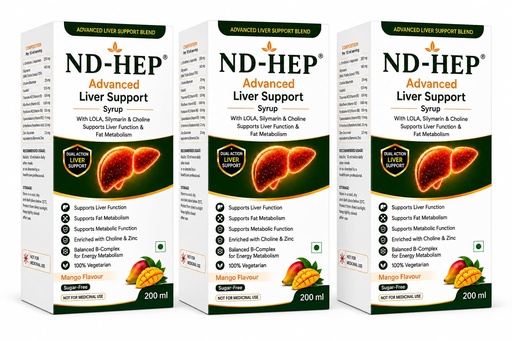 [BRSRYGAZPJ7AIH3O] ND-HEP Advanced Liver Support Syrup 200ml | L-Ornithine L-Aspartate (LOLA), Silymarin, Choline & Zinc | Supports Liver Function & Fat Metabolism | Sugar Free Mango Flavour Health Supplement (30 Day)