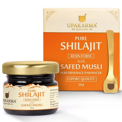 [BRSREFAEAUDQ23YV] UPAKARMA Shilajit Resin with Safed Musli 20g | 300mg/serving | For Men to Boost Physical Performance, Power, Stamina and Strength | 100% Ayurvedic | Lab Tested | 66 Servings | Pack of 1
