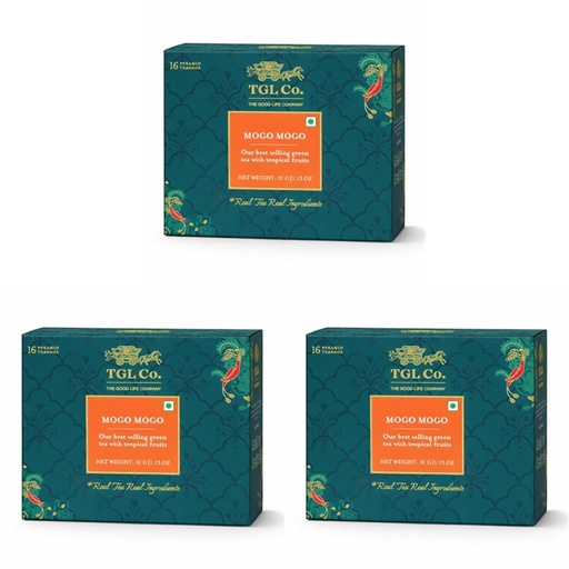 [BRSRYZABOIPB6CLA] TGL Co. Mogo Mogo Green Tea Infusion - Fruity & Floral (16 Tea Bags) | Japanese Sencha Tea | Rich in Anti Oxidant | Refreshing | No Artificial flavor | Improve Digestion (Pack of 3)