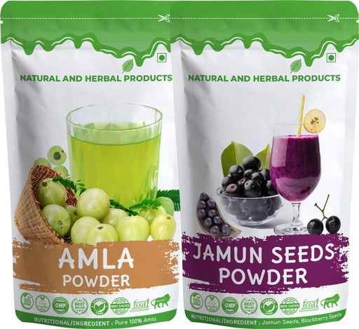 [BRSRGZQ3PINBOC3Z] Amla Powder & Jamun Seeds Powder Combo, Pack of 2