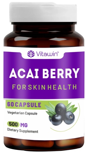 [BRSRGGDYA57R4YLG] Acai Berry Capsules for Skin Health | 500 mg | 60 Vegetarian Capsules | Antioxidant-Rich Superfruit Supplement | Daily Wellness & Beauty Support