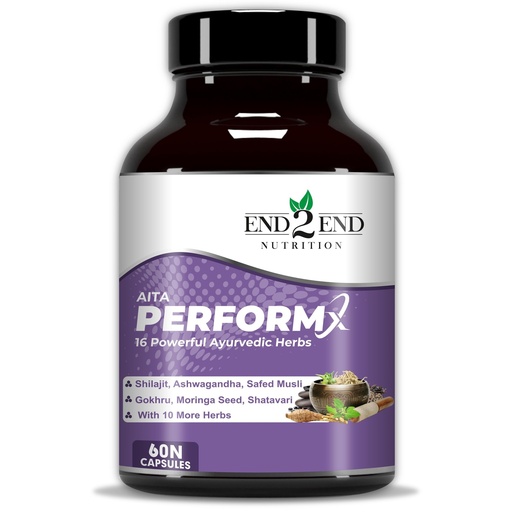 [BRSRMZQNCQHBYAIZ] End2End Nutrition PerformX - Original Himalayan Shilajit/Shilajeet with Ashwagandha, Gokshura, Safed Musli for Strength & Muscle Gain | AYUSH Certified - 60 Capsules