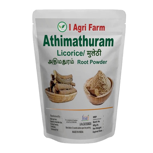 [BRSRMEL3BYFBOAY4] Iagrifarm Athimathuram Root Powder - 250 g - Licorice/Mulethi/Yashtimadhu Powder