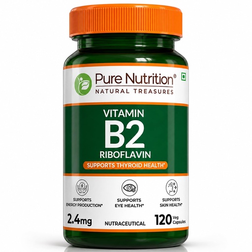 [BRSRYFQTAQHBQAY6] Pure Nutrition Vitamin B2 (Riboflavin) 2.4mg Capsules | Vitamin B2 Supplement for Energy, Eye & Nervous System Support | Supports Healthy Metabolism & Daily Wellness | 120 Veg Capsules