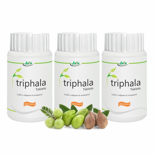 [BRSWGFQNBB6ROCA4] Jain Triphala Tablets 100 Count (Pack of 3 X 100 Tabs) Ayurvedic Digestive Support Supplement | Triphala Churna Tablet with Amla, Harad & Baheda | Gut Health, Detox Support, Metabolism Support | Natural Herbal