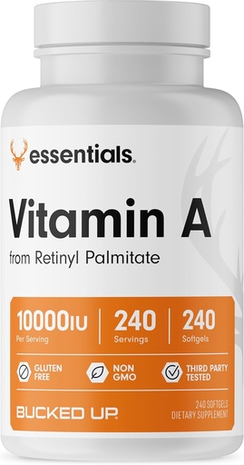 [BRSRMZI5C4PQY2QU] Bucked Up Vitamin A 10000IU per Serving, Essentials (240 Servings, 240 Softgels)